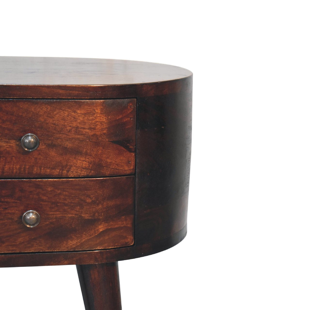 Walnut Rounded Bedside Table