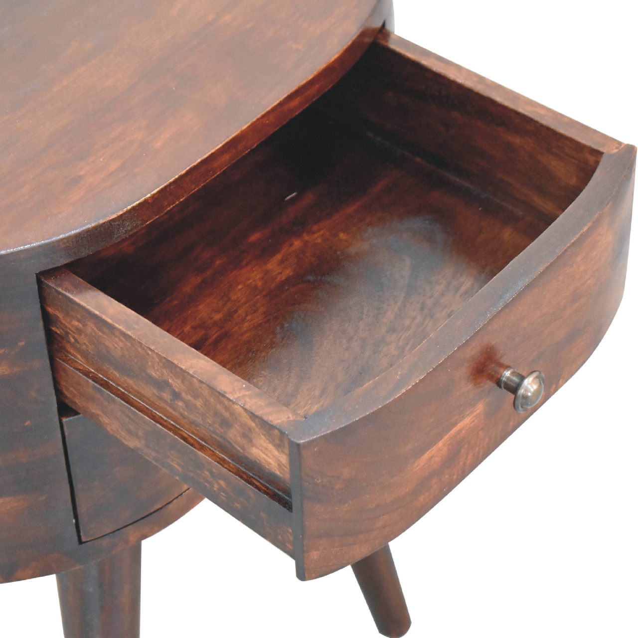Walnut Rounded Bedside Table