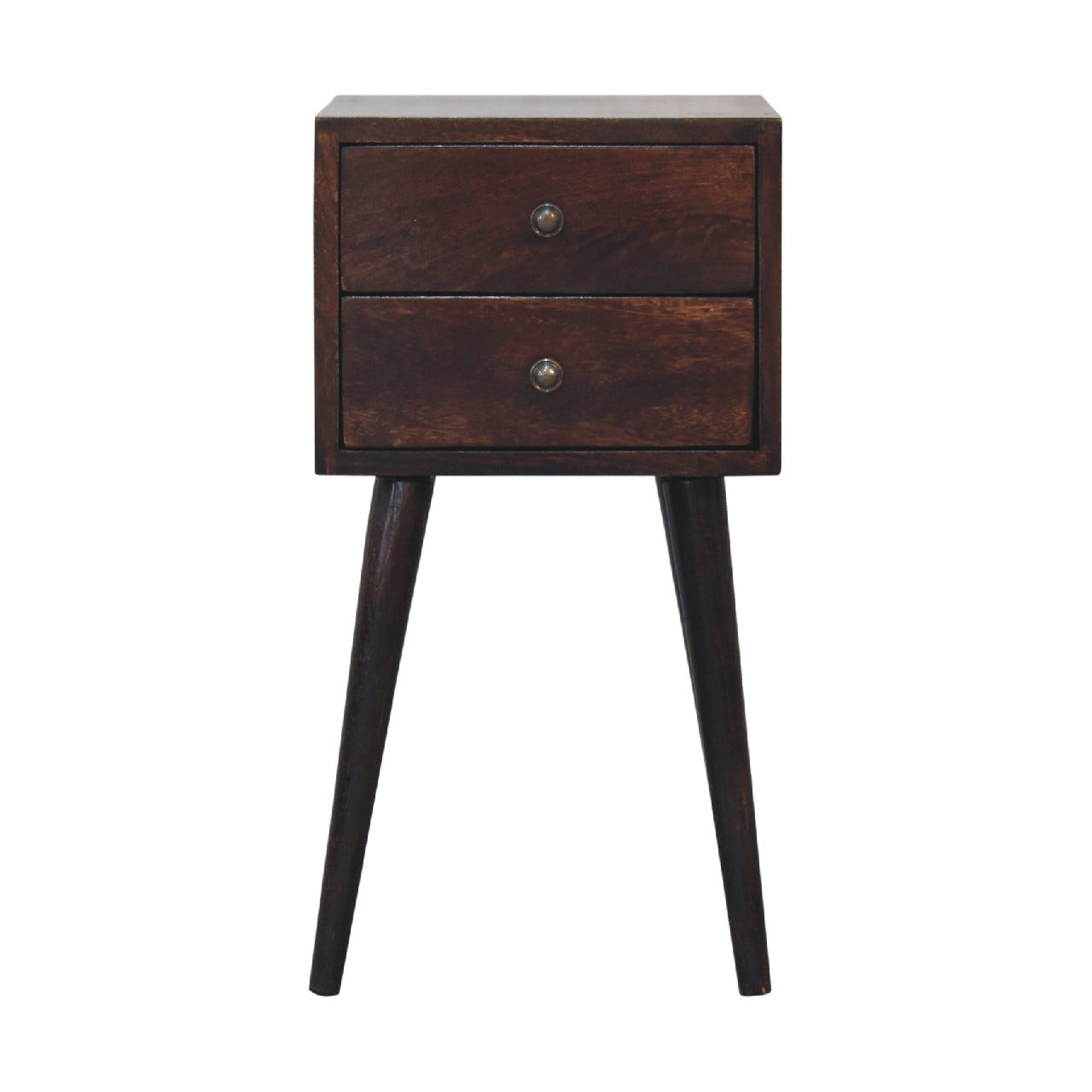 Mini 2-Drawer Light Walnut Bedside Table
