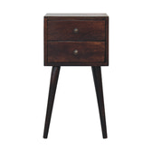 Mini 2 Drawer Walnut Bedside