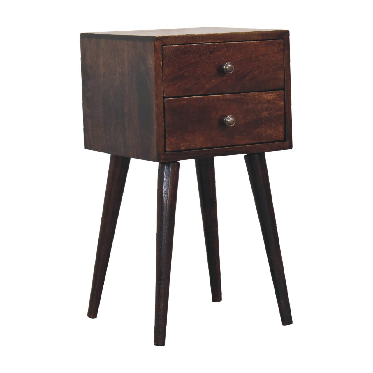 Mini 2-Drawer Light Walnut Bedside Table