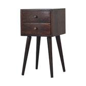 Mini 2 Drawer Walnut Bedside