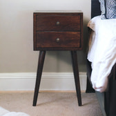 Mini 2 Drawer Walnut Bedside