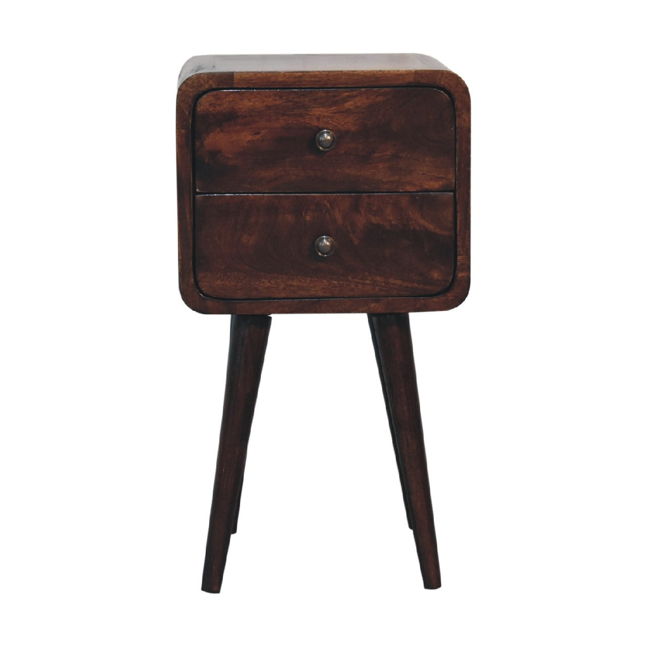 Mini Light Walnut Curved Bedside Table