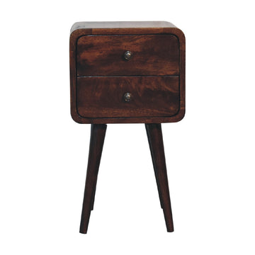 Mini Walnut Curved Bedside