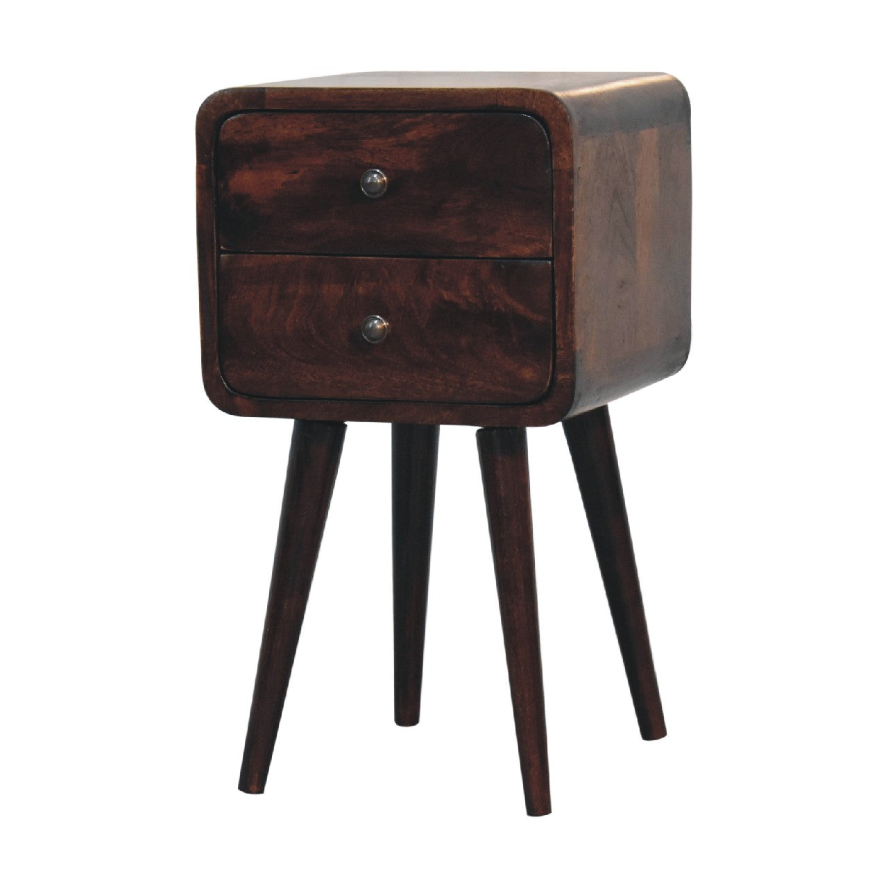 Mini Walnut Curved Bedside