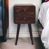 Mini Walnut Curved Bedside