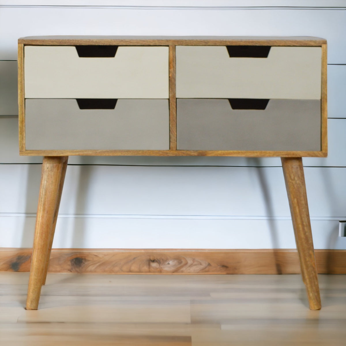 Grey Gradient Console Table | Hand-Painted Solid Mango Wood