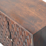 Mini Pineapple Carved Walnut Cabinet