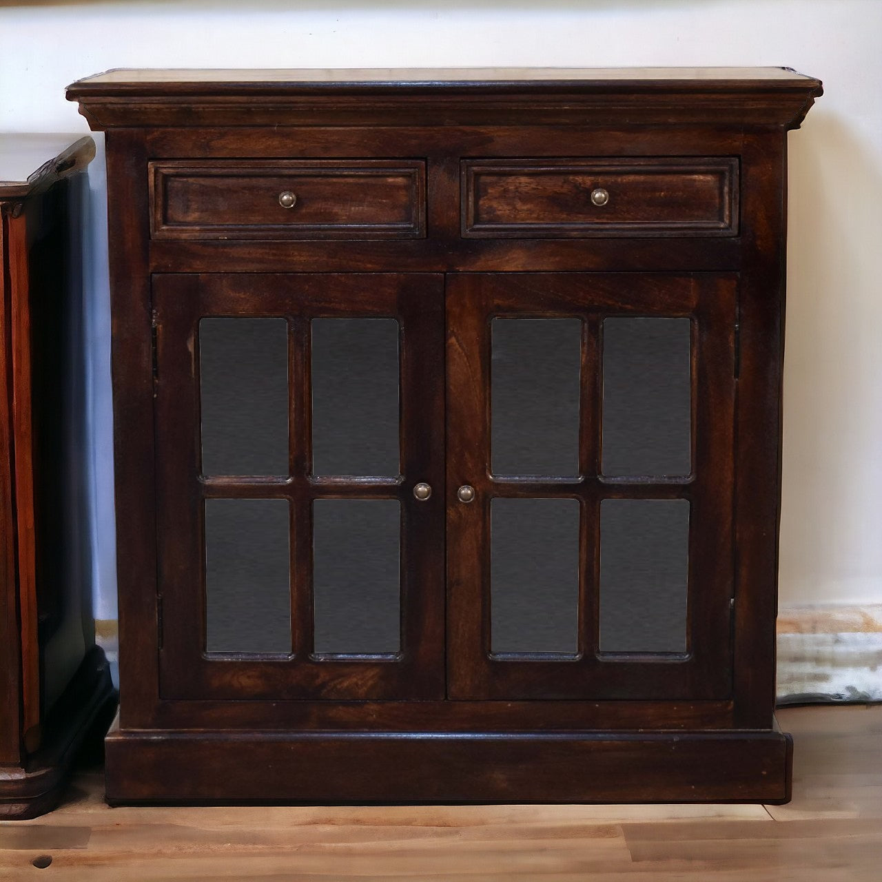 Walnut Cabinet with Glazed Doors