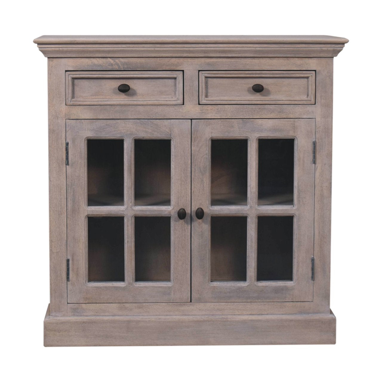 Stone Finish Cabinet with Glazed Doors