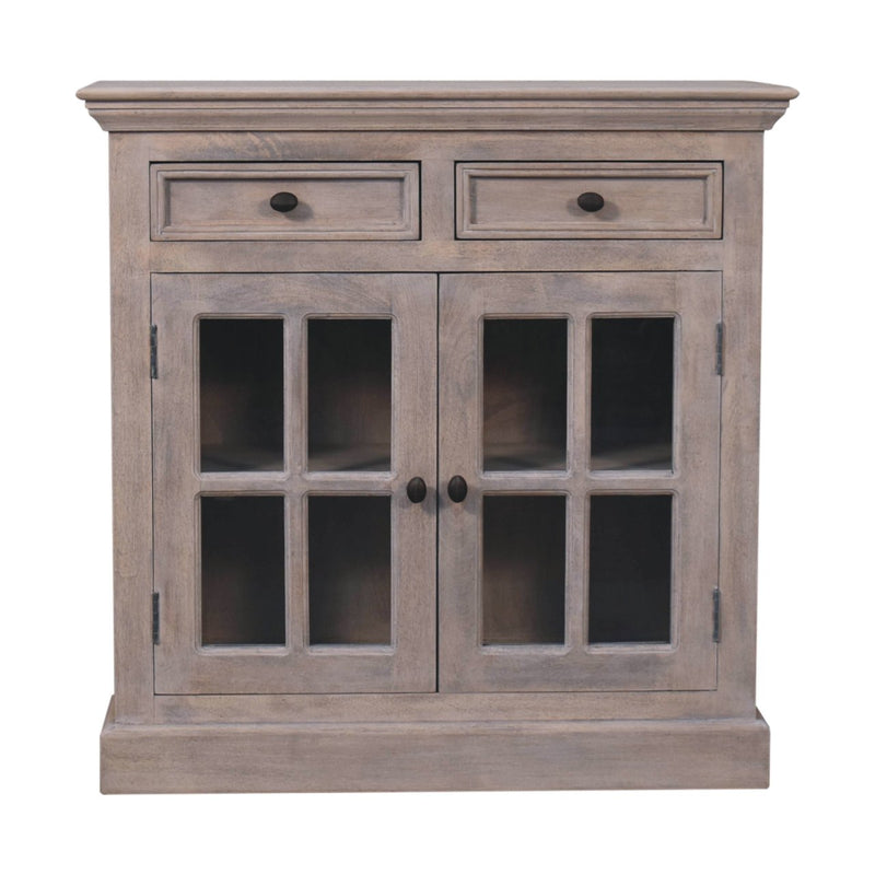 Stone Finish Cabinet with Glazed Doors Chest of Drawers