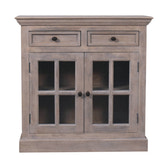 Stone Finish Cabinet with Glazed Doors Chest of Drawers