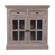 Stone Finish Cabinet with Glazed Doors Chest of Drawers