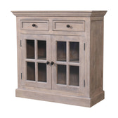 Stone Finish Cabinet with Glazed Doors Chest of Drawers