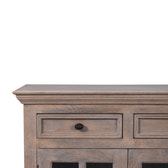 Stone Finish Cabinet with Glazed Doors Chest of Drawers