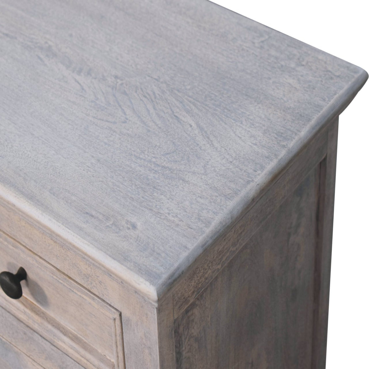 Stone Finish Cabinet with Glazed Doors Chest of Drawers