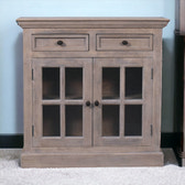 Stone Finish Cabinet with Glazed Doors Chest of Drawers