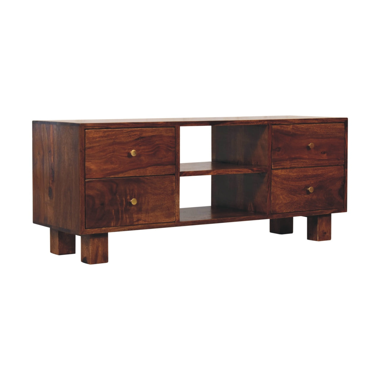 Tula TV Media Unit | Chestnut Solid Mango Wood