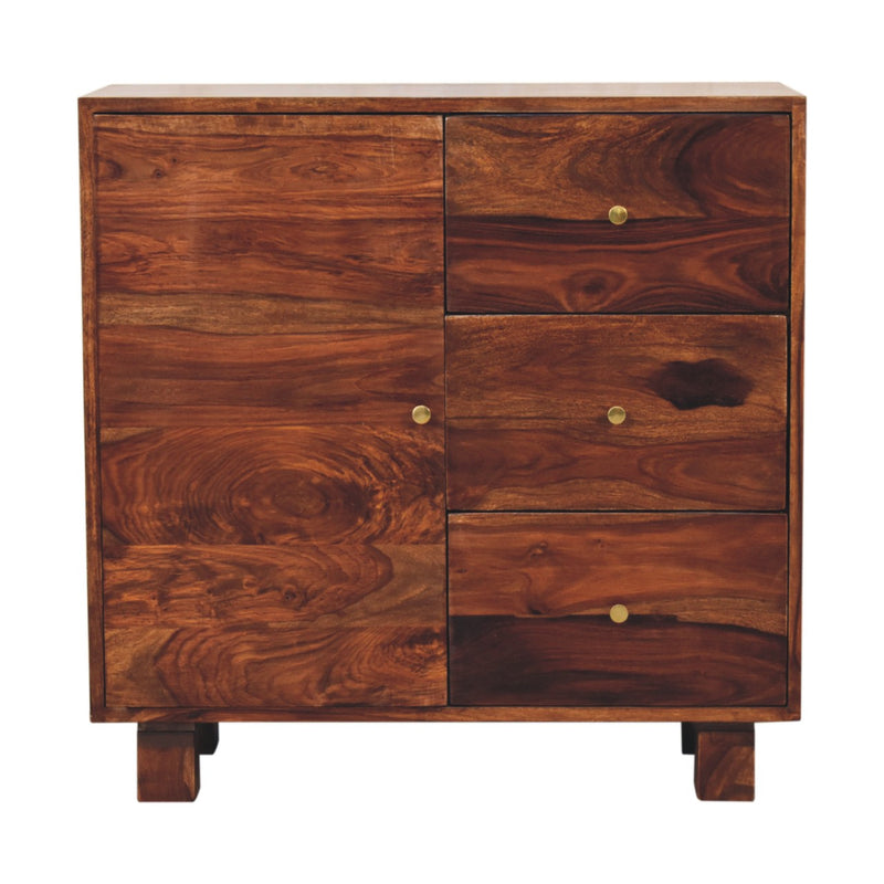 Tula Mini Sideboard Chest of Drawers | Chestnut Solid Mango Wood