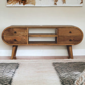 Oak-ish Circular Media Unit with 2 Open Slots