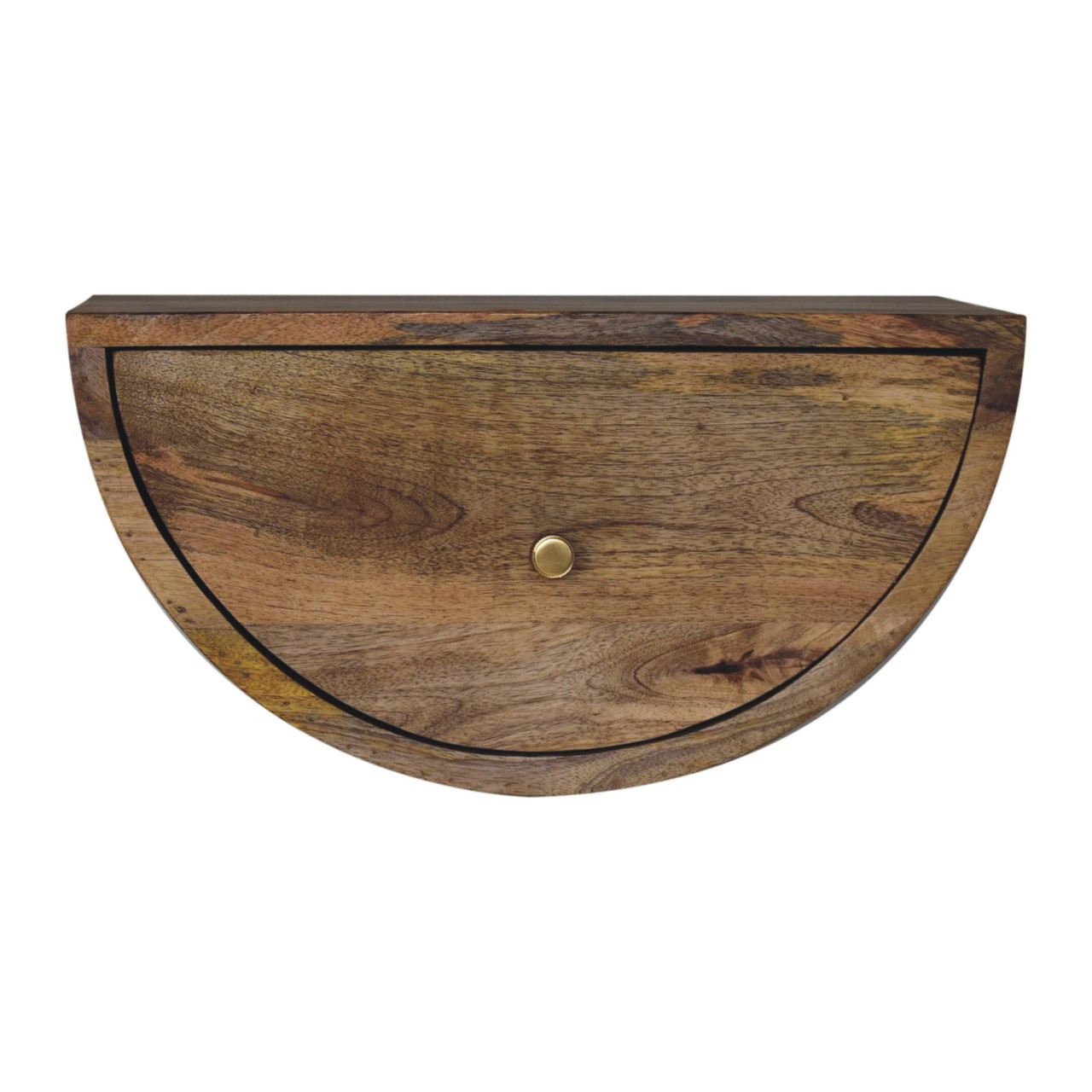 Crescent Floating Bedside Table | Oak-Ish Mango Wood Wall-Mounted