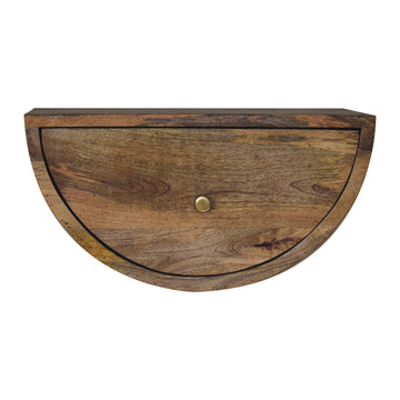 Crescent Floating Bedside Table | Oak-Ish Mango Wood Wall-Mounted