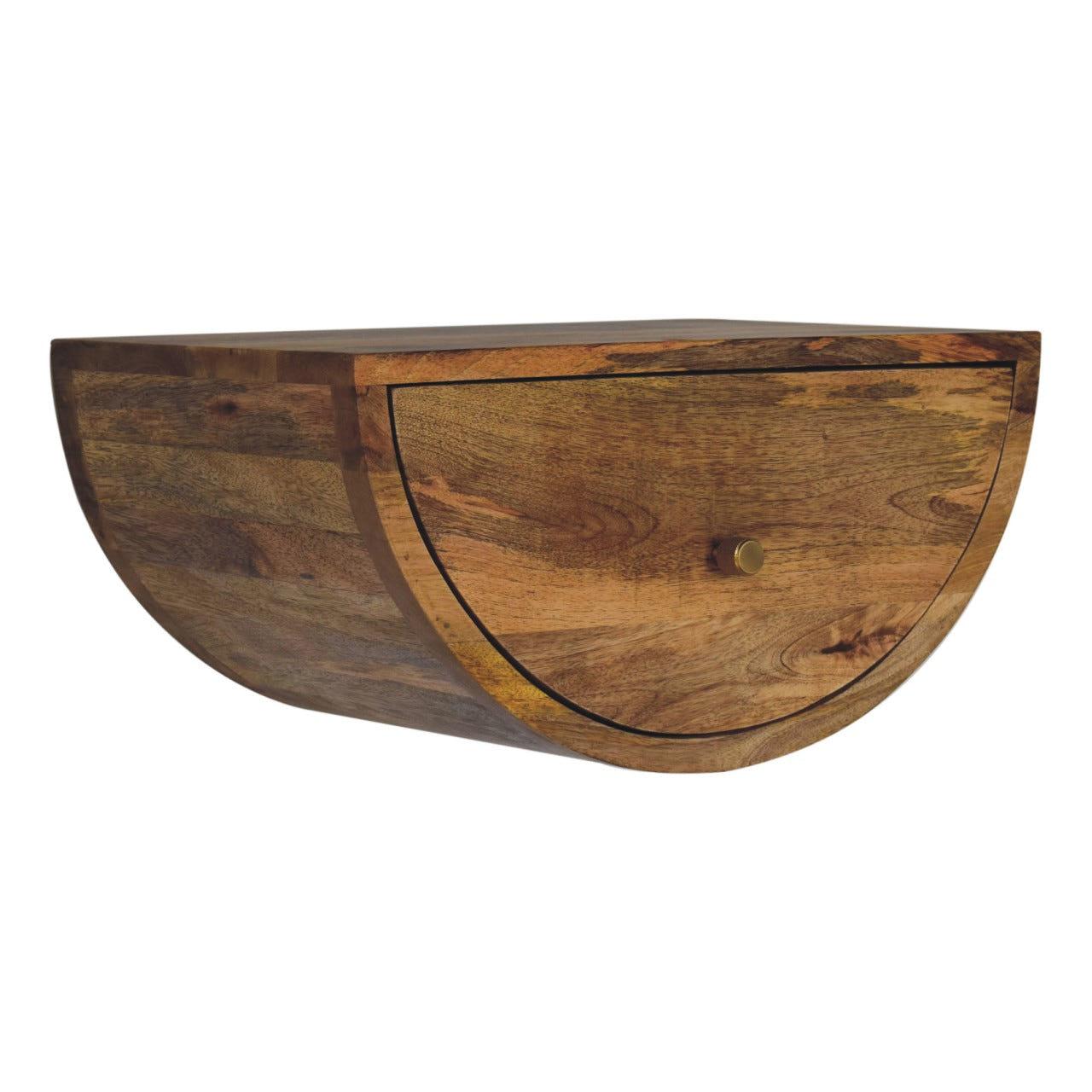 Crescent Floating Bedside Table | Oak-Ish Mango Wood Wall-Mounted