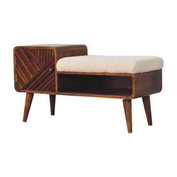 Boucle Carved Chestnut Telephone Table Chest of Drawers | Hand-Carved