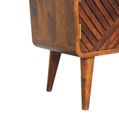 Boucle Carved Chestnut Telephone Table Chest of Drawers | Hand-Carved