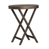 Metallic Rope Side Table Accent Piece | Iron & Mango Wood