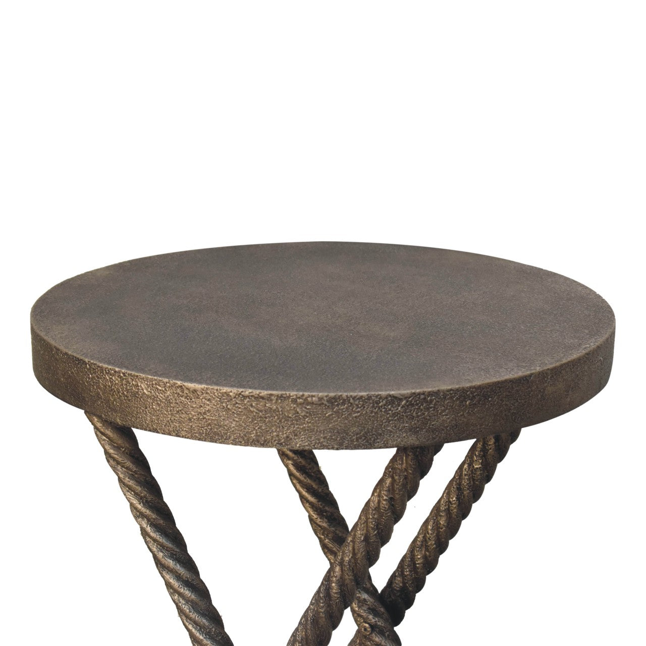 Metallic Rope Side Table Accent Piece | Iron & Mango Wood