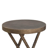 Metallic Rope Side Table Accent Piece | Iron & Mango Wood