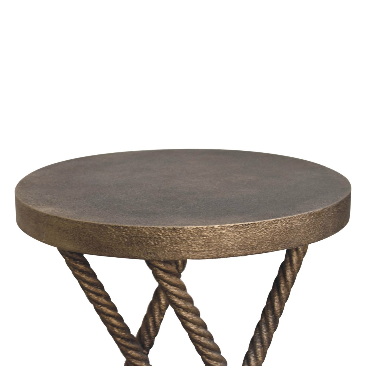 Metallic Rope Side Table Accent Piece | Iron & Mango Wood