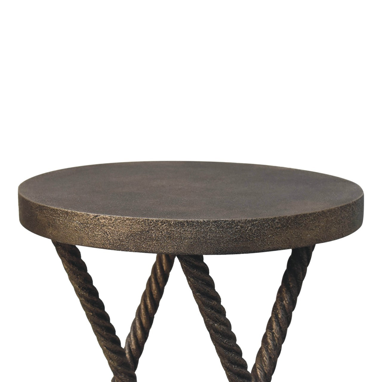 Metallic Rope Side Table Accent Piece | Iron & Mango Wood