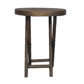 Metallic Rope Side Table Accent Piece | Iron & Mango Wood