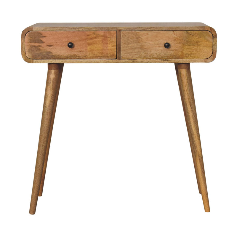 Oak-ish Curved Hallway Table Accent Piece