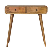 Oak-ish Curved Hallway Table Accent Piece