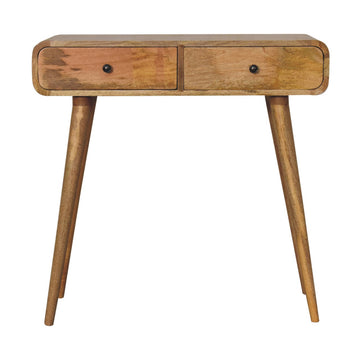 Oak-ish Curved Hallway Table Accent Piece