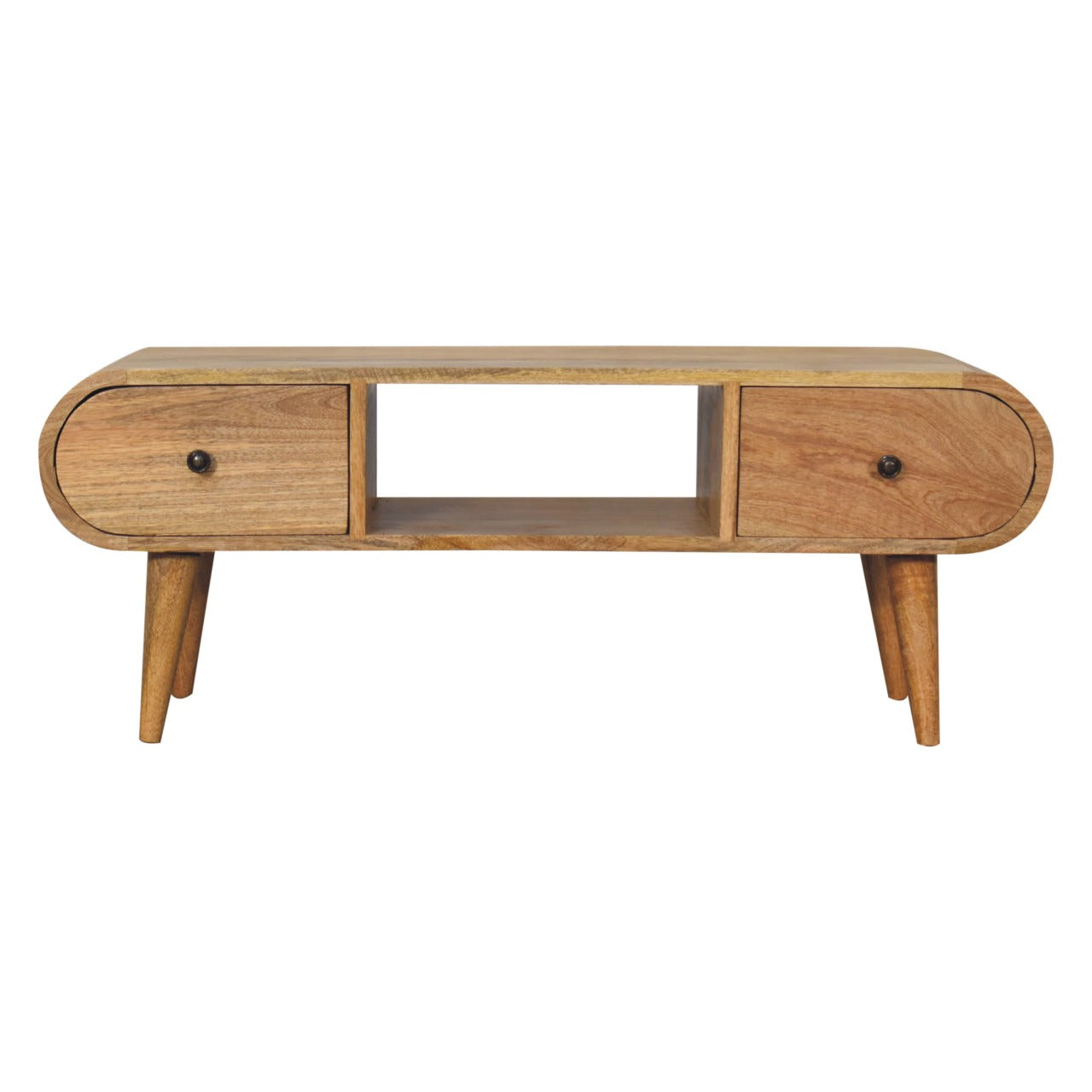 Oak-ish Circular TV Media Unit