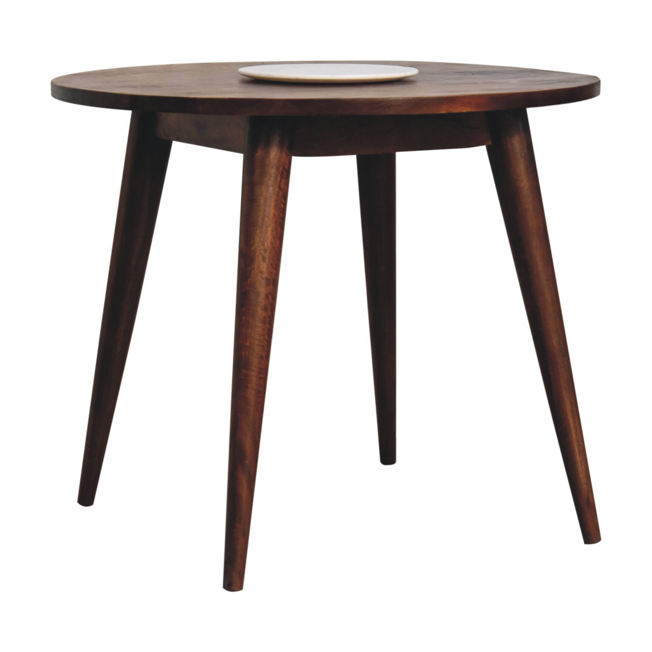 Chestnut Round Nordic End Table Chest of Drawers