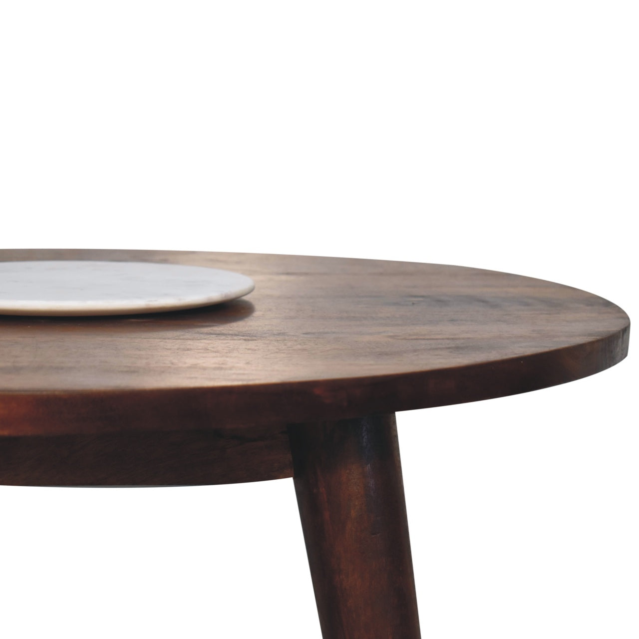Chestnut Round Nordic End Table Chest of Drawers