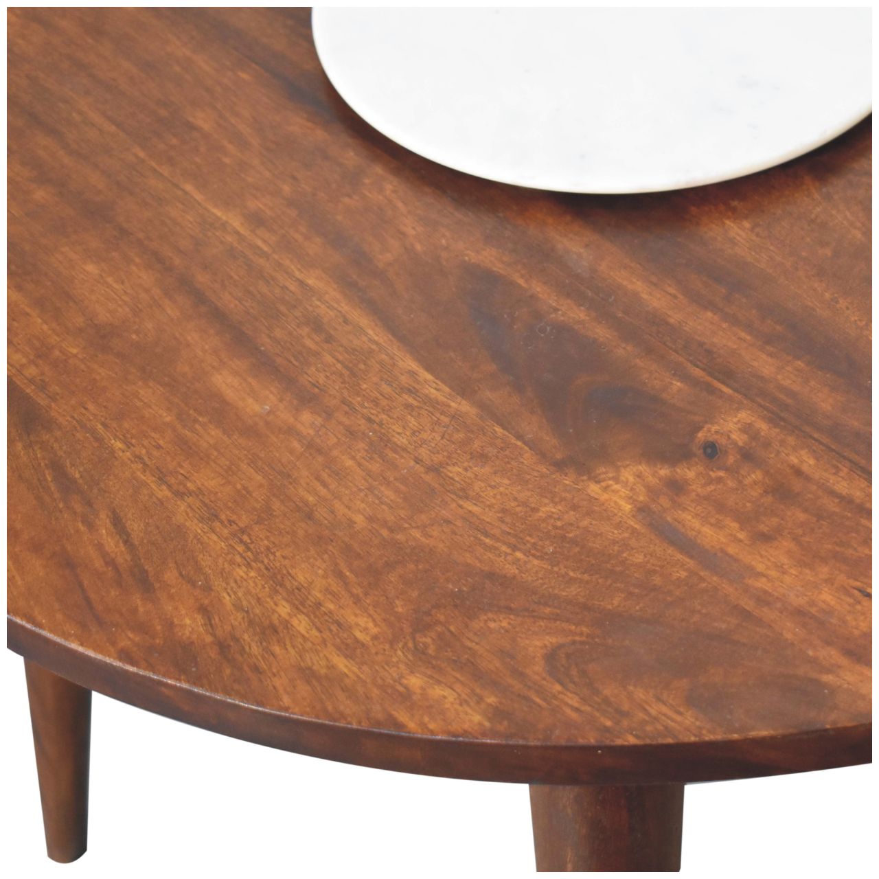 Chestnut Round Nordic End Table Chest of Drawers