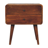 Large Curved Chestnut Bedside Table