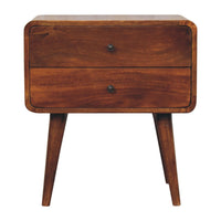 Large Curved Chestnut Bedside Table