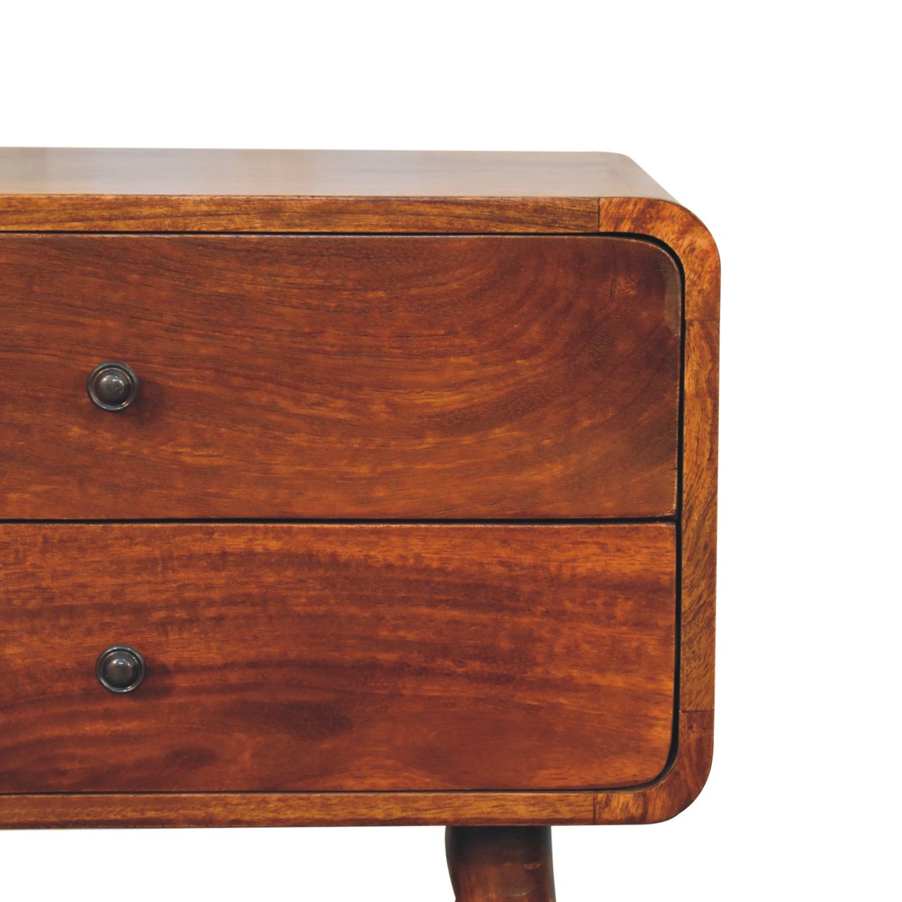 Large Curved Chestnut Bedside Table