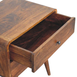 Large Curved Chestnut Bedside Table