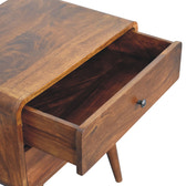 Large Curved Chestnut Bedside Table
