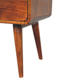 Large Curved Chestnut Bedside Table