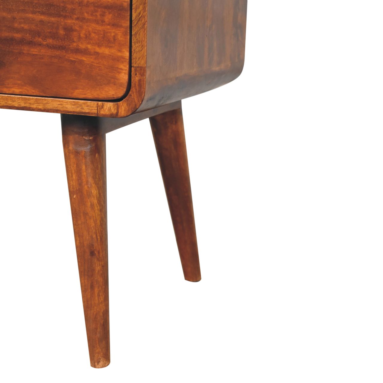 Large Curved Chestnut Bedside Table